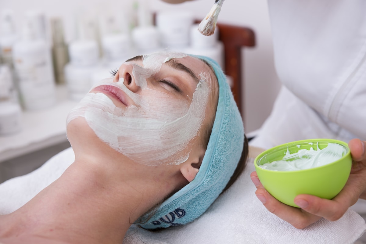 Relaxing facial treatment in progress